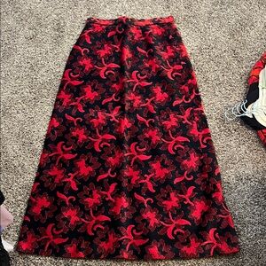 Floral Red and Black Women's Skirt